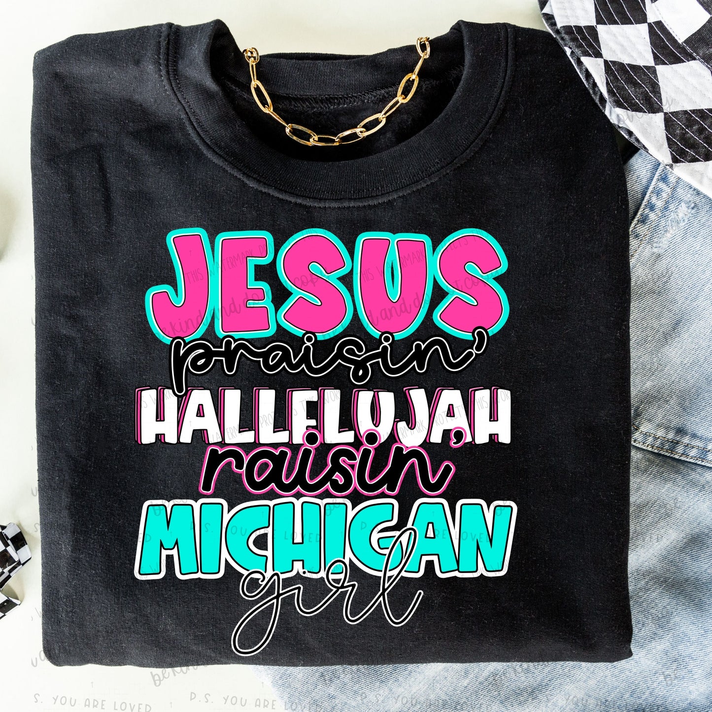 Jesus Praisin’ Hallelujah Raisin Michigan girl - Comfort color