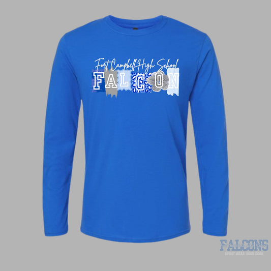 FCHS Falcons leopard white ink Long Sleeve