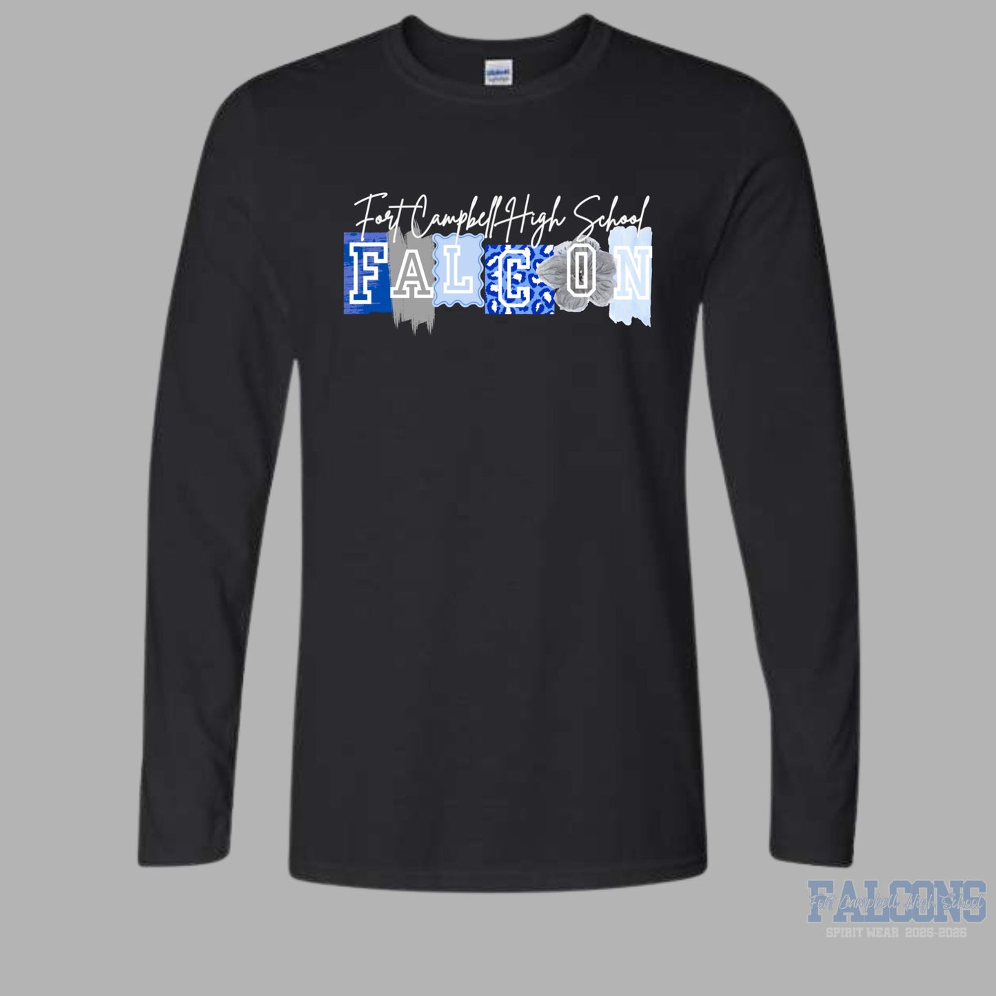 FCHS Falcons leopard white ink Long Sleeve