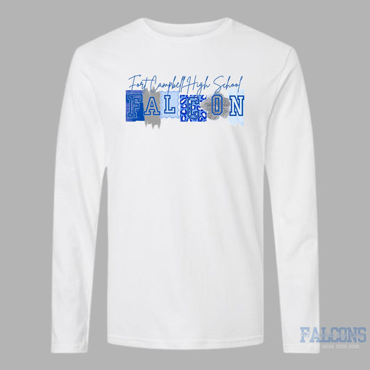 FCHS Falcons leopard blue ink Long Sleeve