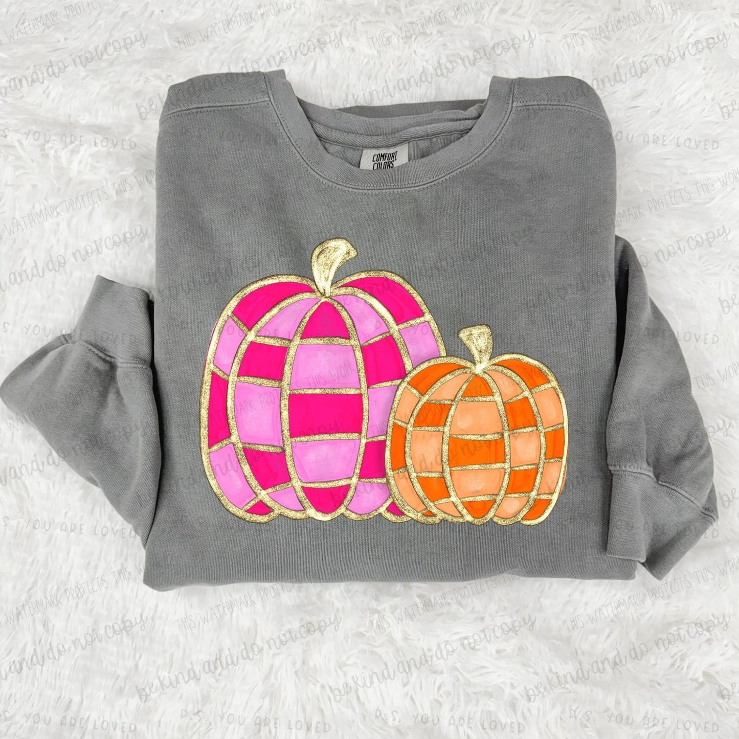 Pink & Orange Pumpkin- Comfort Color Sweatshirt