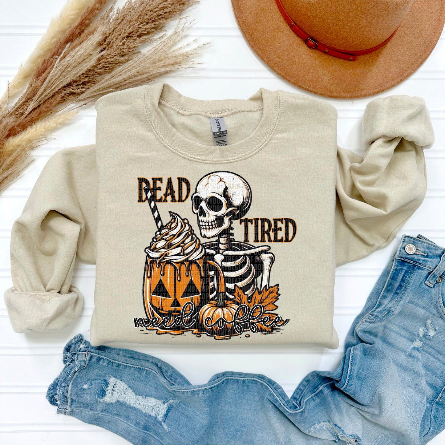 Dead Tired Need Coffee-Sweatshirt