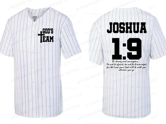 Baseball Full Button Baseball Jersey-  Joshua 1:9