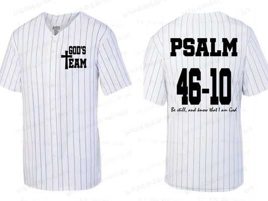 Baseball Full Button Baseball Jersey- Psalm 46:10