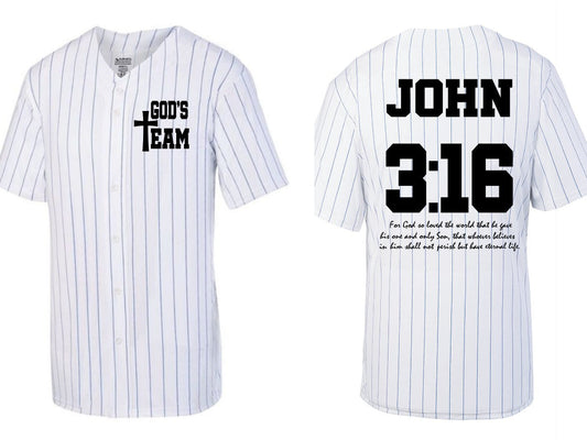 Baseball Full Button Baseball Jersey-  John 3:16