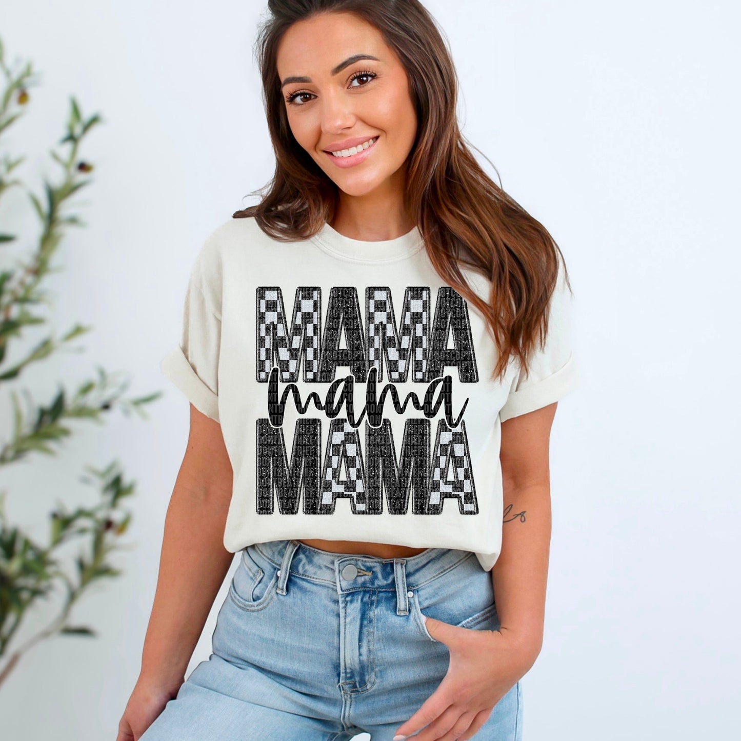 Mama-Faux Embroidery-Bella- Completed Tee