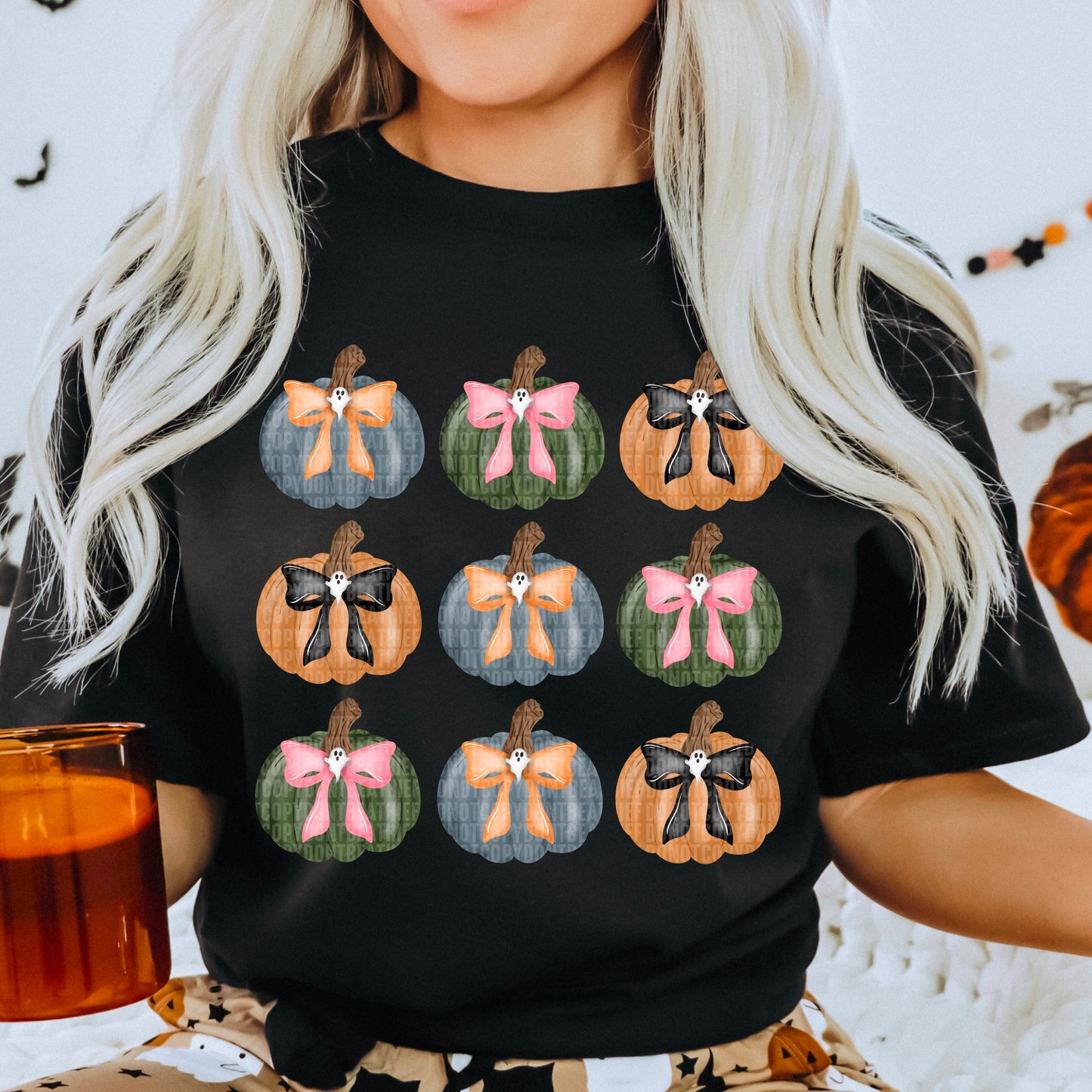 Pumpkin Bows-Bella- Completed Tee