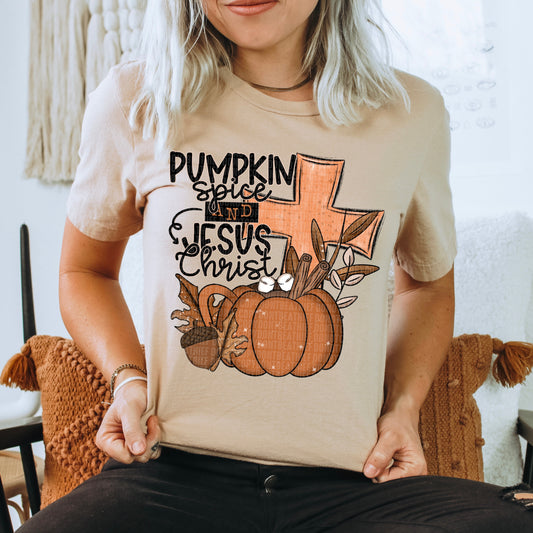 Pumkin Spice & Jesus Christ-Completed tee/Bella