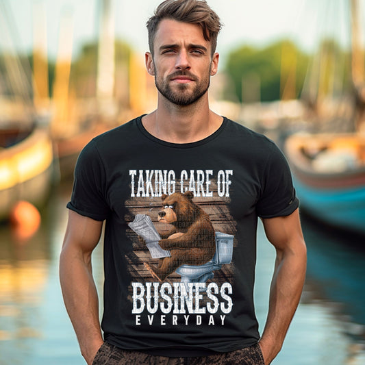 Taking care of business everyday bear white full color-Completed tee/Bella