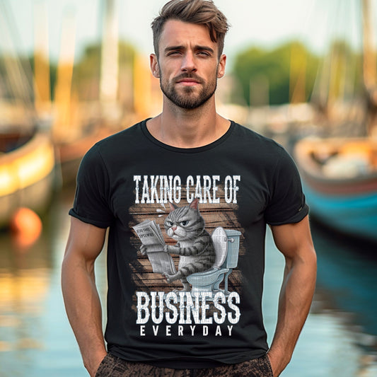 Taking care of business everyday cat white full color-Completed tee/Bella