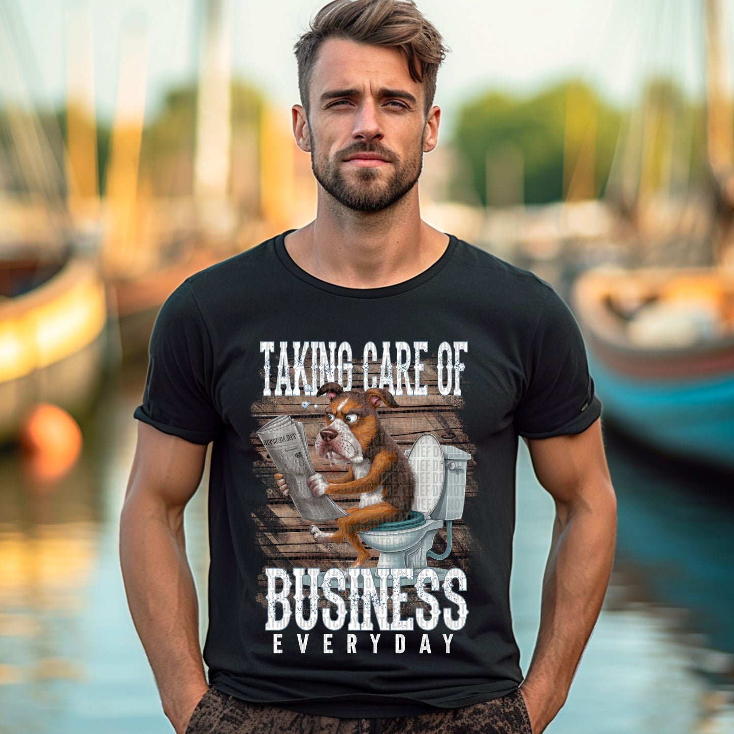 Taking care of business everyday dog white full color-Completed tee/Bella