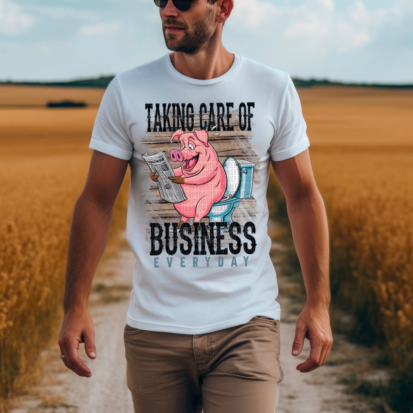 Taking care of business everyday pig black full color-Completed tee/Bella