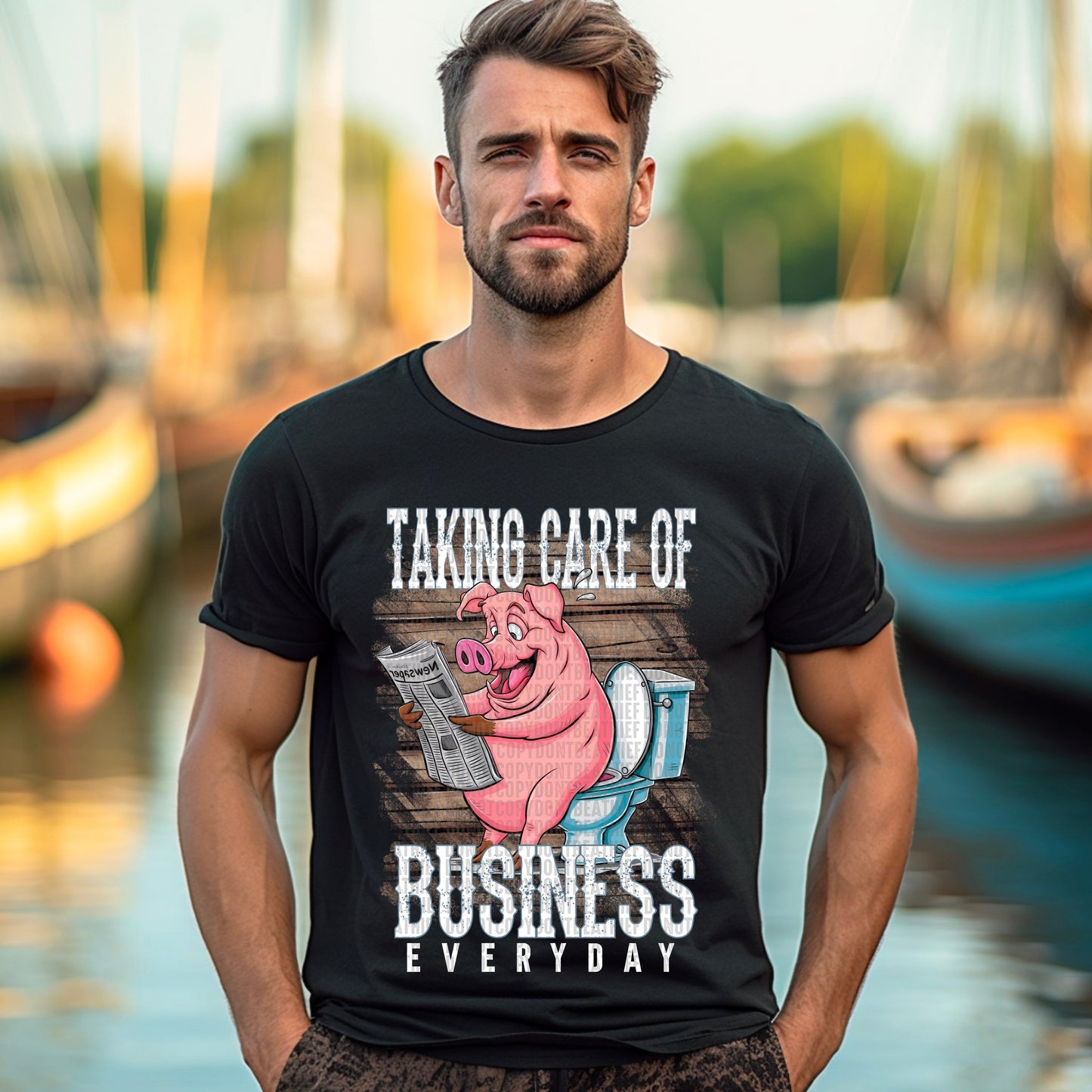 Taking care of business everyday pig white full color-Completed tee/Bella