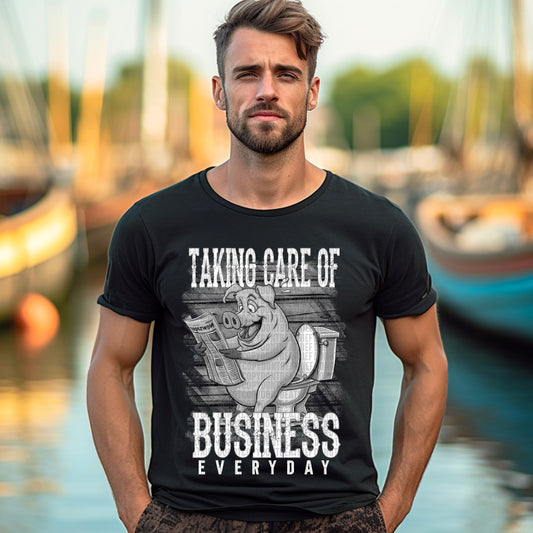 Taking care of business everyday pig white grey scale-Completed tee/Bella